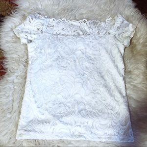 White Lace Cropped Shirt